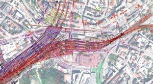Kolejiště v nadzemní a podzemní stanici nového brněnského nádraží ve variantě Pod Petrovem dle OK NvCentru. Zdroj: [1], výkresová část E01_TECH
