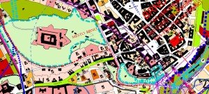 Schéma vedení tunelů pod Brnem ve variantě nádraží Pod Petrovem. Fialová čára označuje tunelovou část. Zdroj: [7]