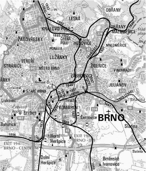 Chronologický vývoj Železničního uzlu Brno (Zdroj. 4)