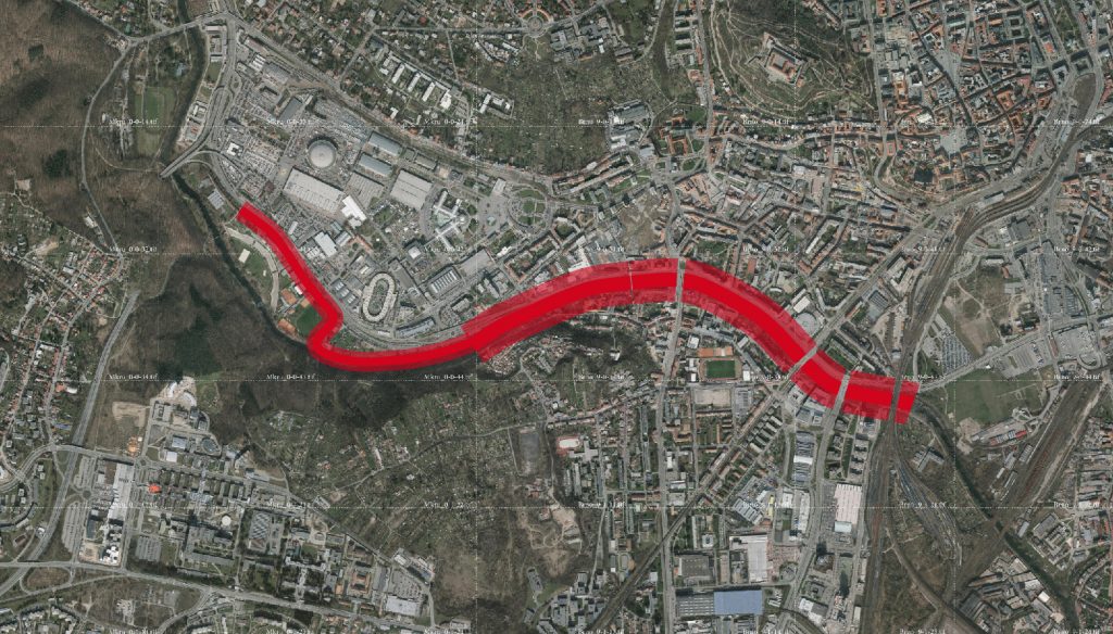 Řešené území kolem řeky Svartky - nová brněnská náplavka
