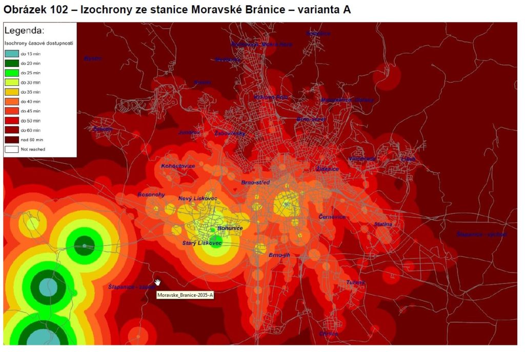 Izochrony Moravské Bránice