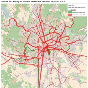 Nárůst / pokles zatížení veřejné dopravy v Brně