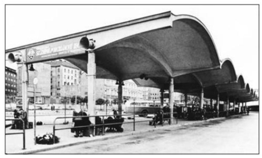 Autobusové nádraží u Grandu, původní návrh od B.Fuchse