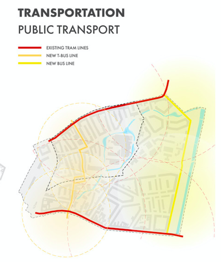 Návrh vedení trolejbusu přes rozvojové území Špitálky 