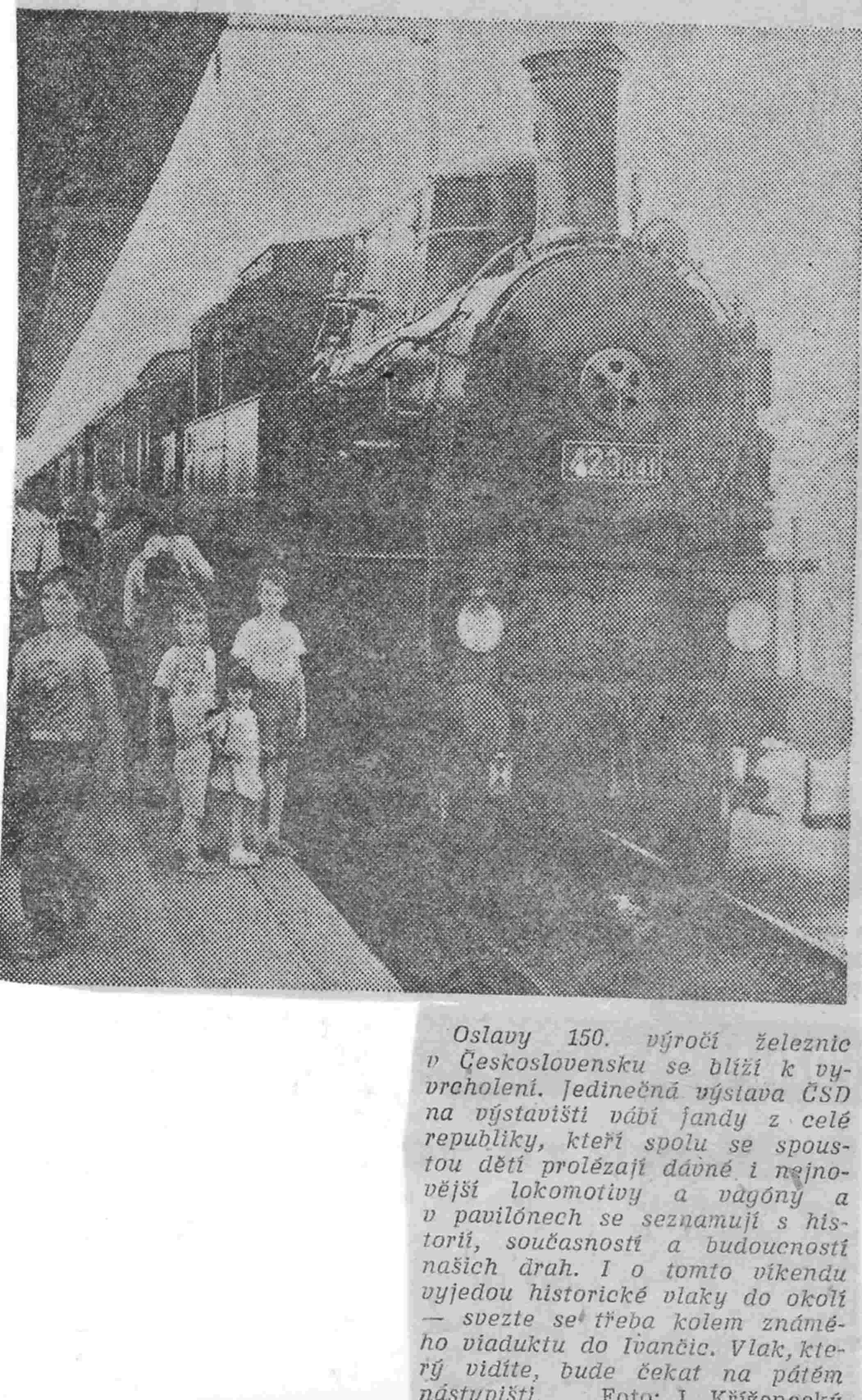 150.let železnice Vídeň - Brno, novinový výstřižek