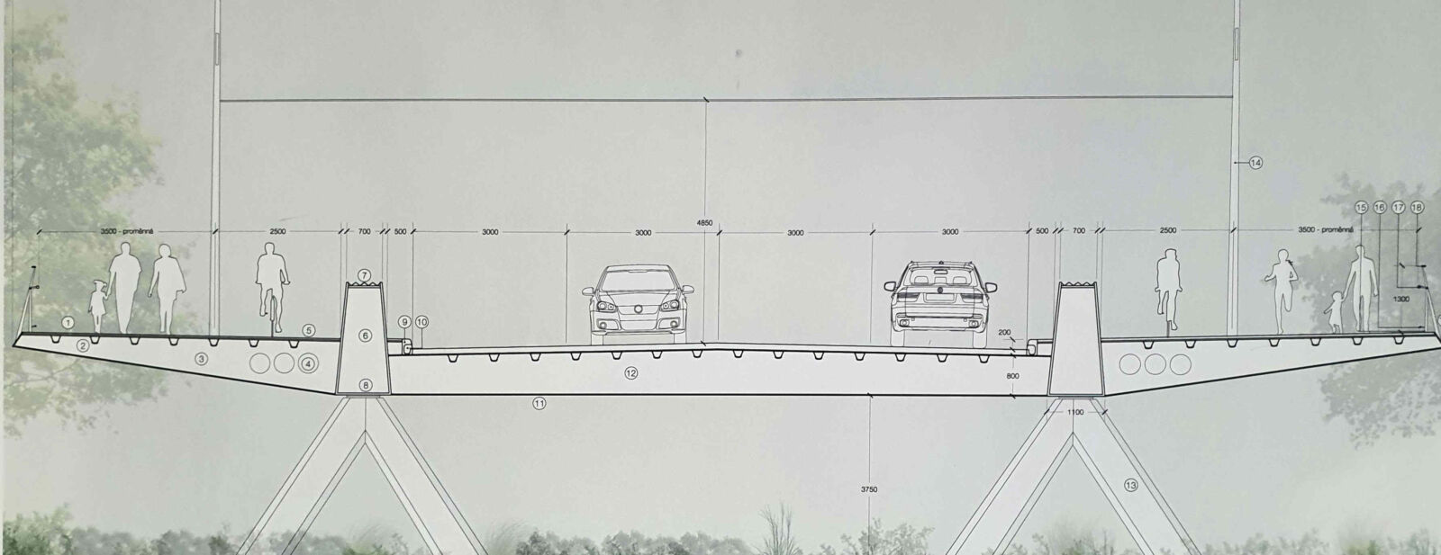 Wiliam Matthews Associates: návrh nového mostu přes řeku Svitavu