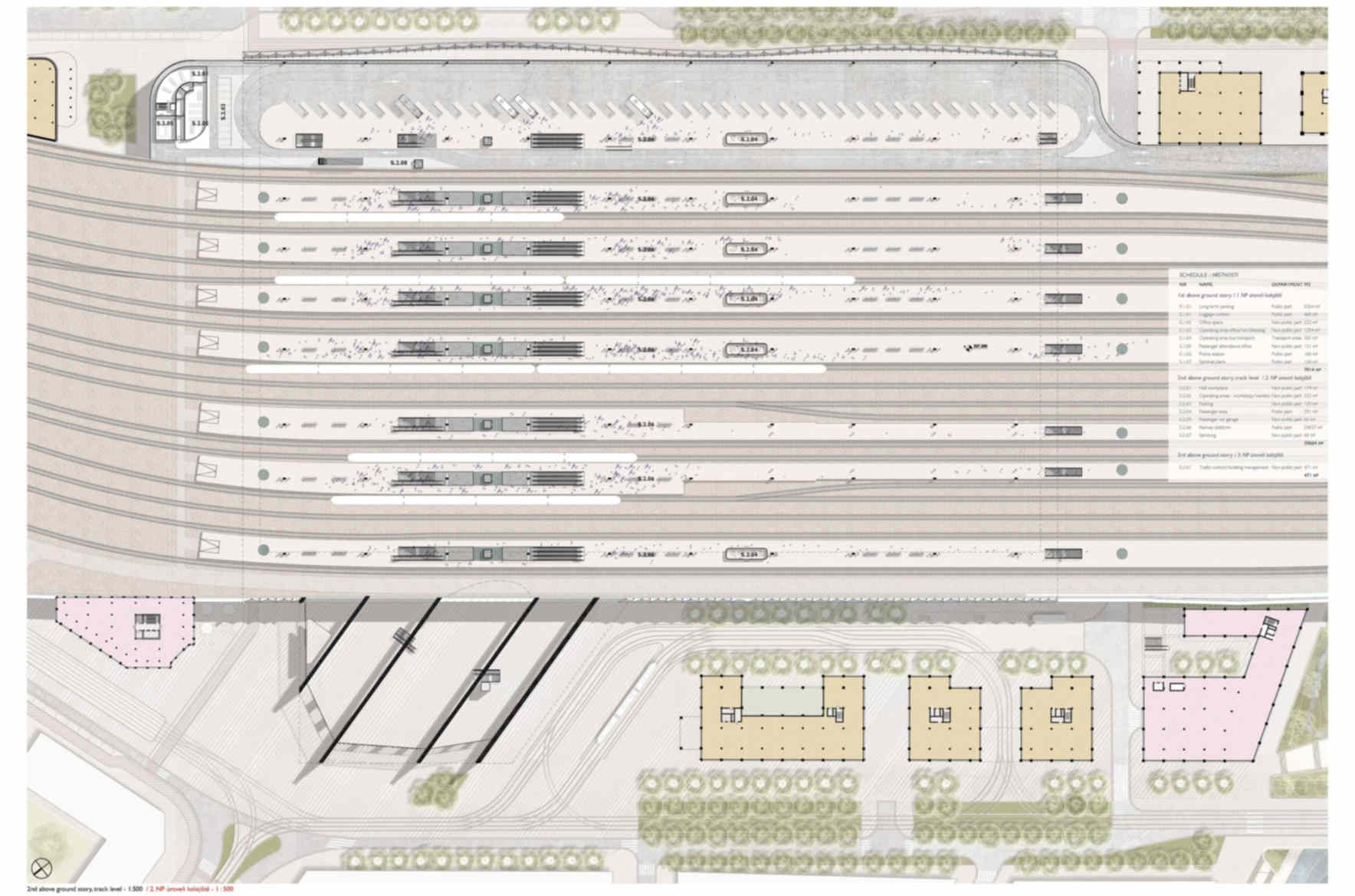 Plán uspořádání nástupišť na brněnském nádraží
