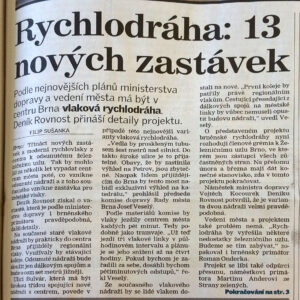 Brněnská „rychlodráha“ se 13 zastávkami ve výšce 6 metrů nad ulicemi v proskleném tubusu.