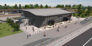 Vizualizace nového nádraží v Brně-Králově Poli, říjen 2023. Zdroj Správa železnic