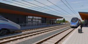 Vizualizace nového nádraží v Brně-Králově Poli, říjen 2023. Zdroj Správa železnic