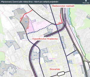 Předpokládané vedení severo-jižního kolejového diametru (2020)