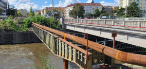 Štětovnicové stěny na řece Svratce v Brně