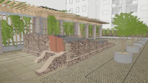 Vizualizace nového umístění zbytků gotického domu