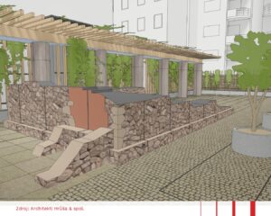 Vizualizace nového umístění zbytků gotického domu