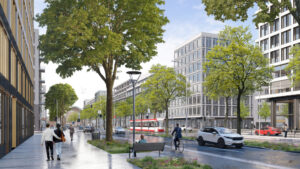 Vizualizace nové městské třídy - bulváru - vedené středem Trnité.