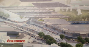 Vizualizace nového brněnského nádraží Brno-Černovice.