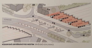 Schéma komunikací a služeb na novém nádraží v Černovicích