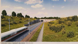 Vizualizace Správy železnic: tunel na nové trati u Rajhradu