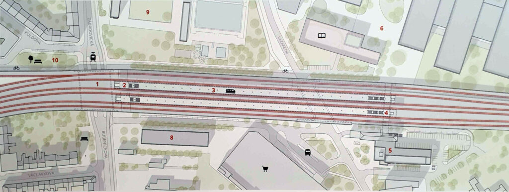 Plán nového uspořádání stanice Brno-Židenice