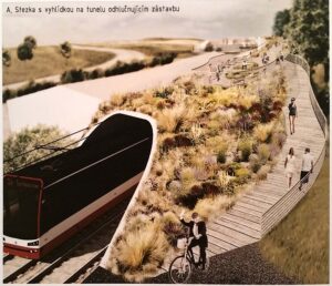 V oblasti Holzovy ulice byl protihlukový navržen tunel pro šalinu