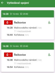 Aplikace iRIS pro vyhledávání spojení v Brně a na Jižní Moravě